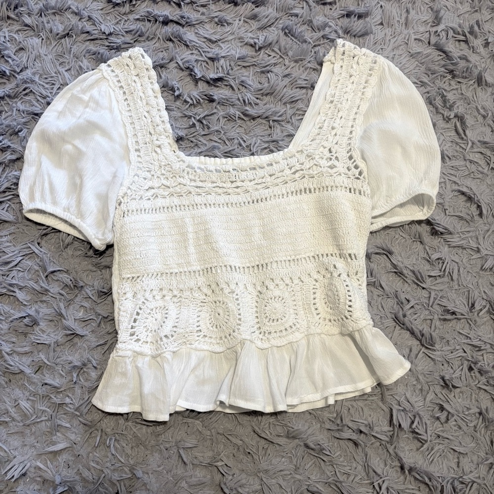 White Crochet Top